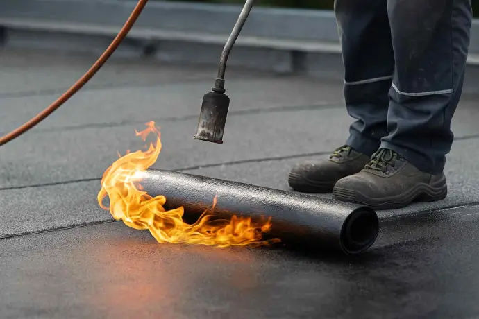 Flämmarbeiten mit Bitumen im Bezirk Kufstein